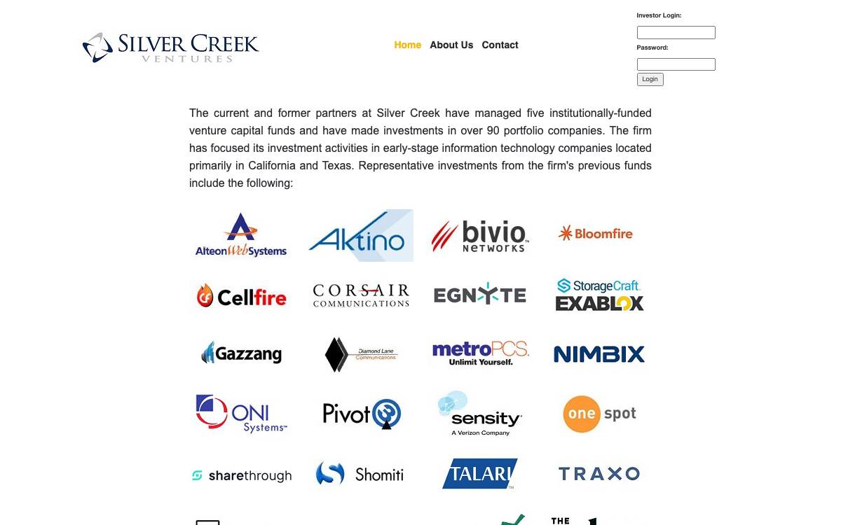 Silver Creek Ventures website preview