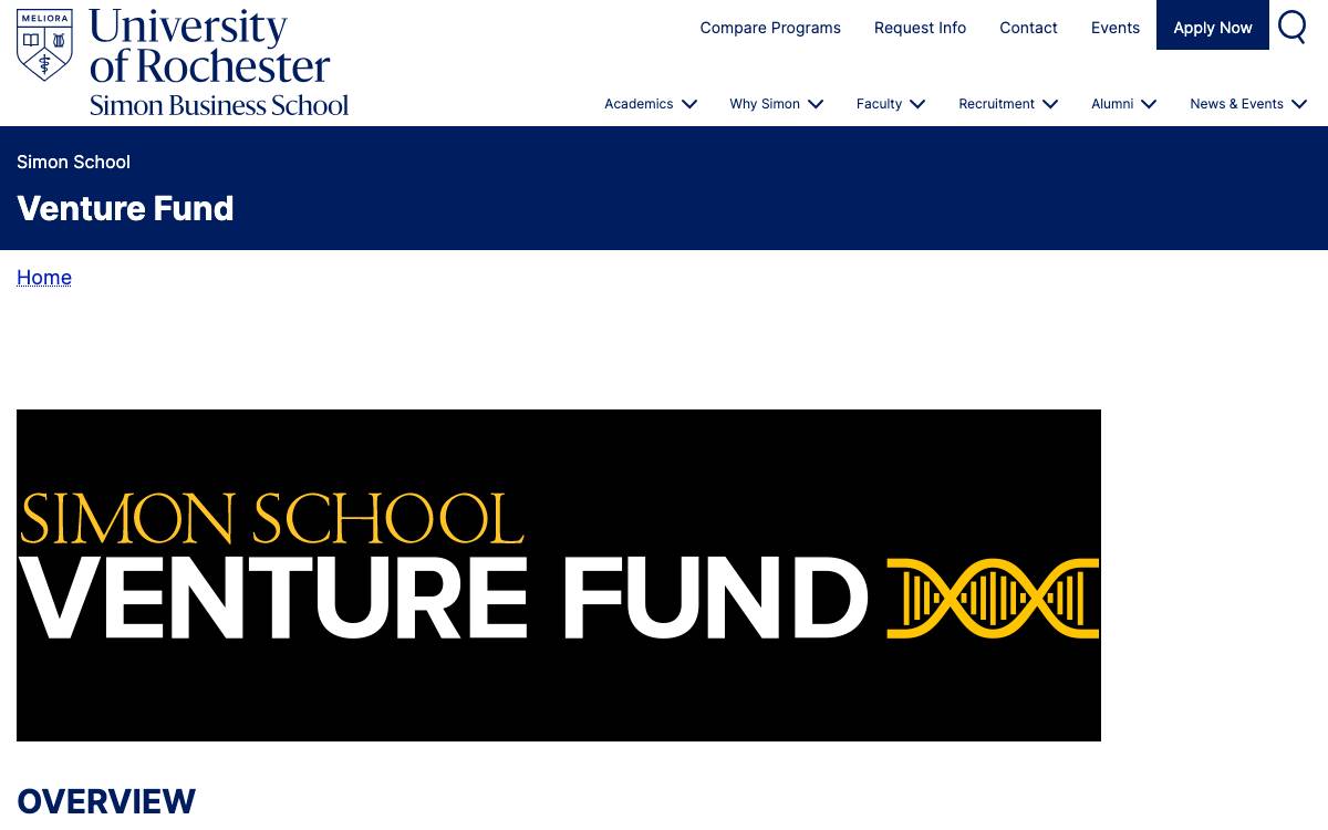 Simon School Venture Fund website preview