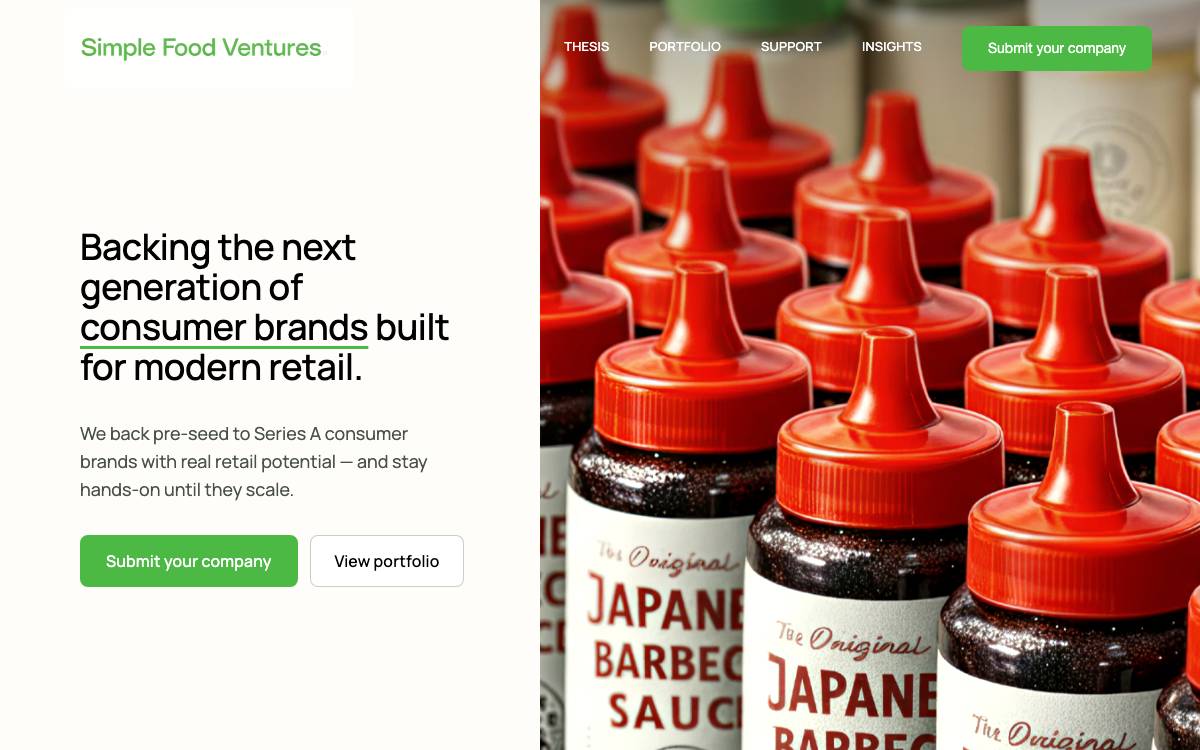 Simple Food Ventures website preview