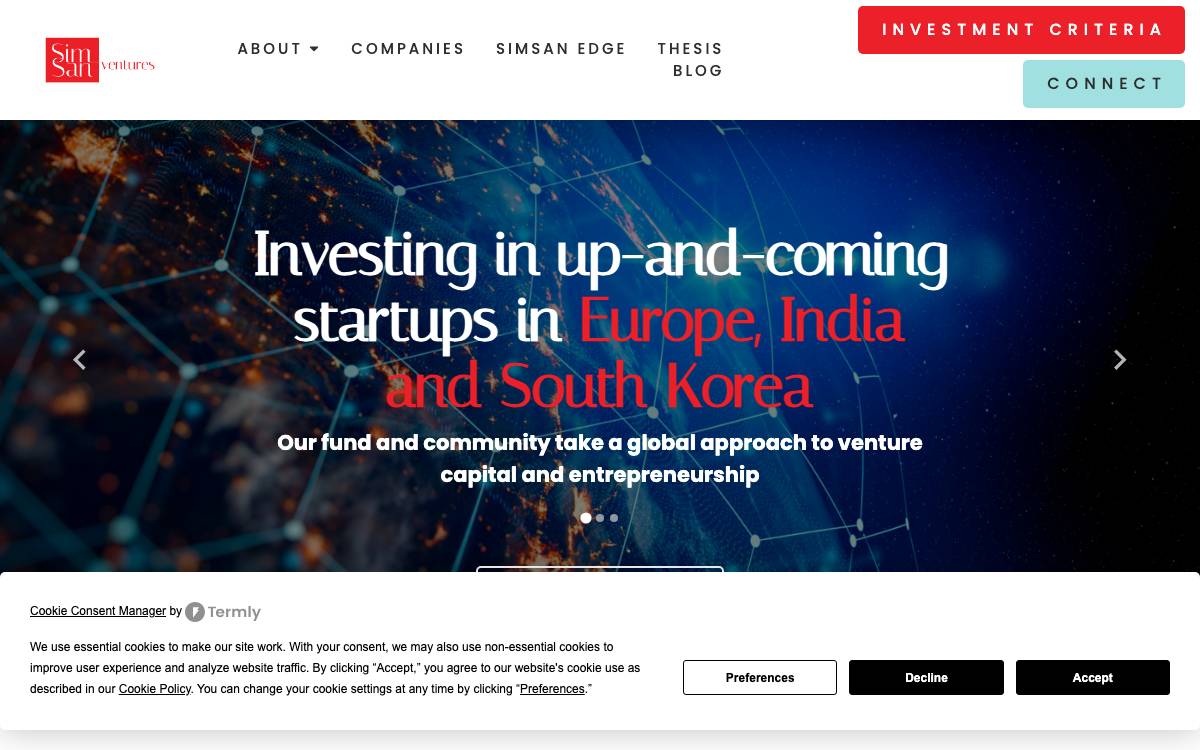 Simsan Ventures website preview
