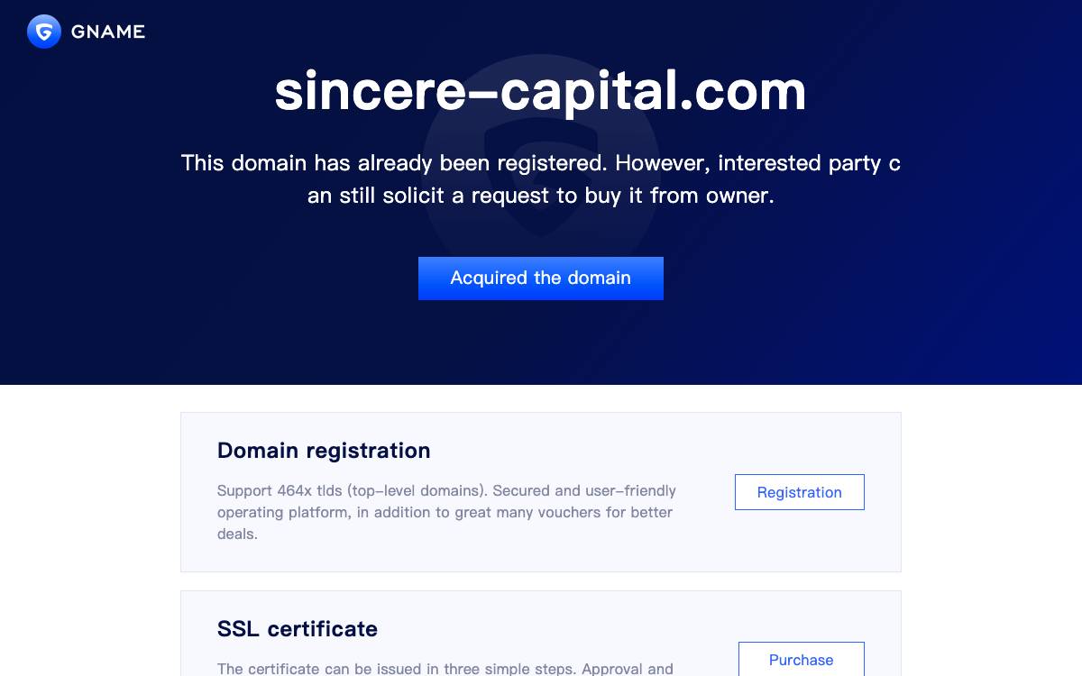Sincere Capital website preview