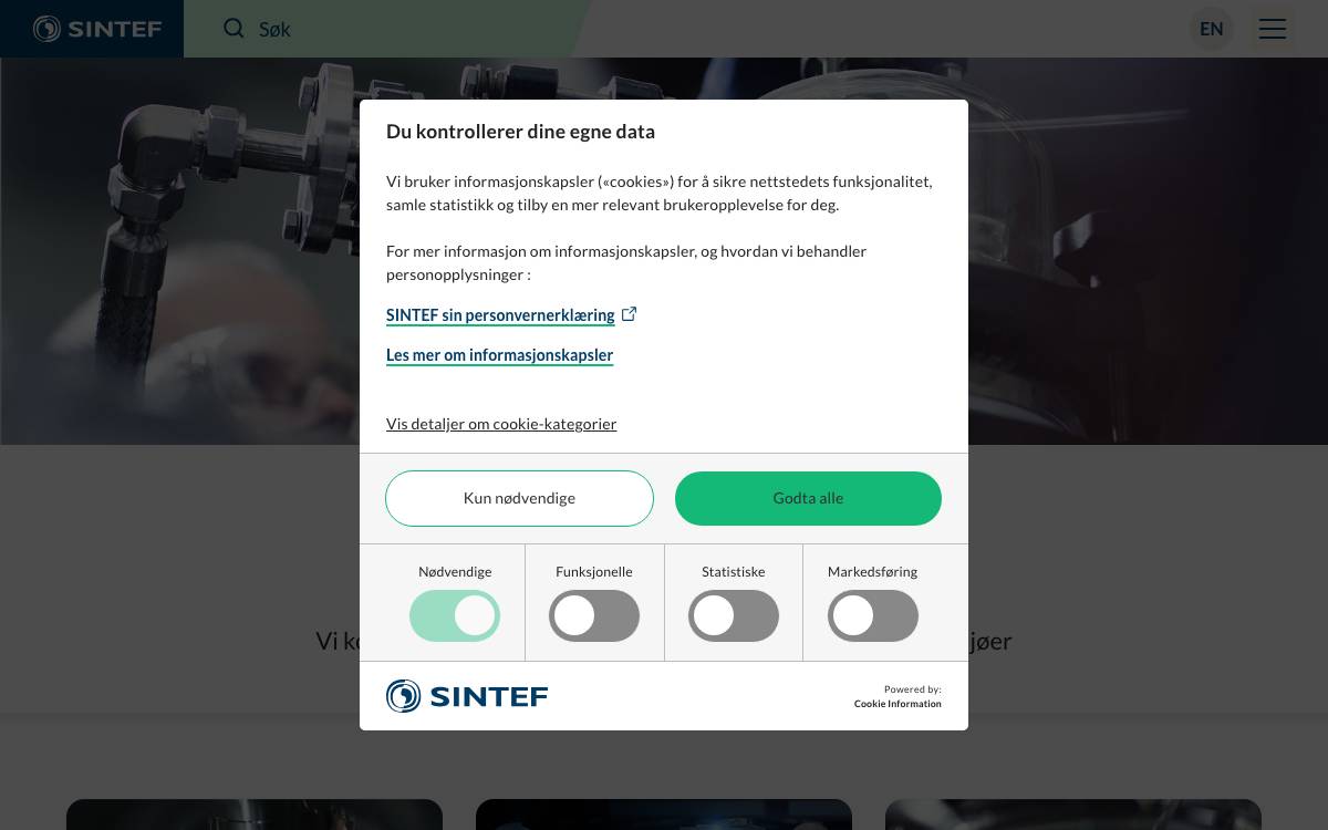 SINTEF TTO AS website preview
