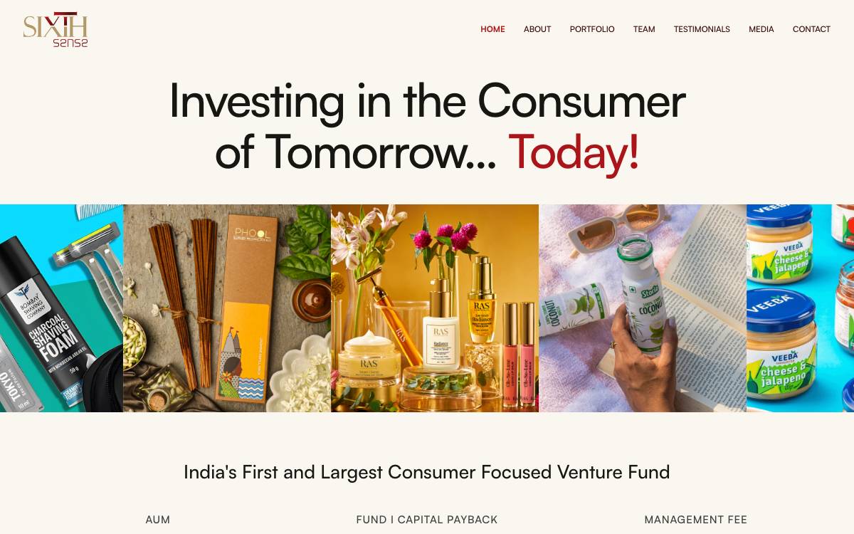Sixth Sense Ventures website preview