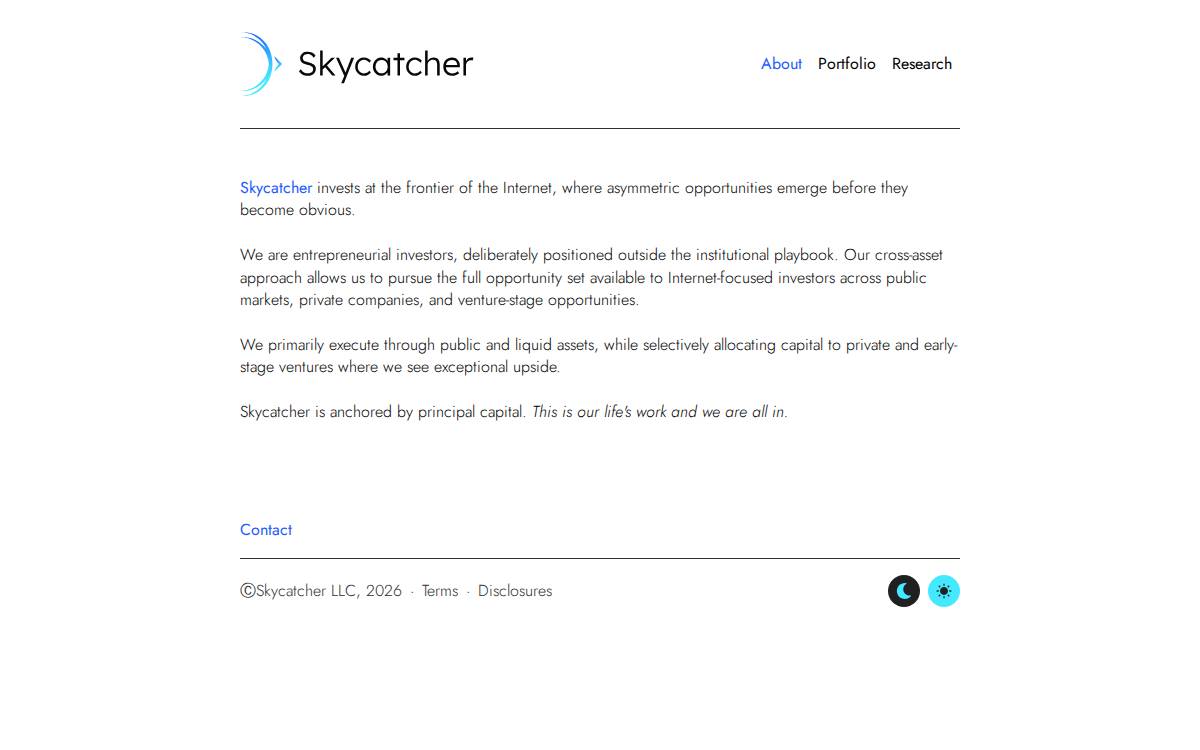 Skycatcher Fund website preview
