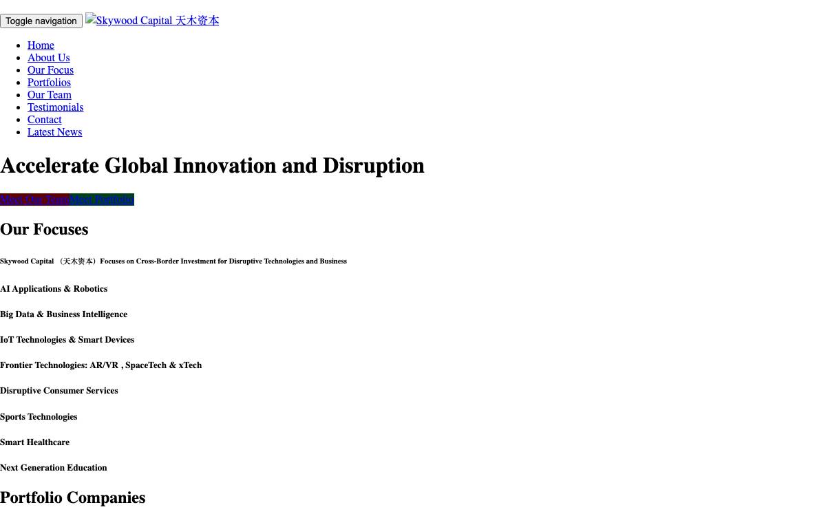 Skywood Capital website preview