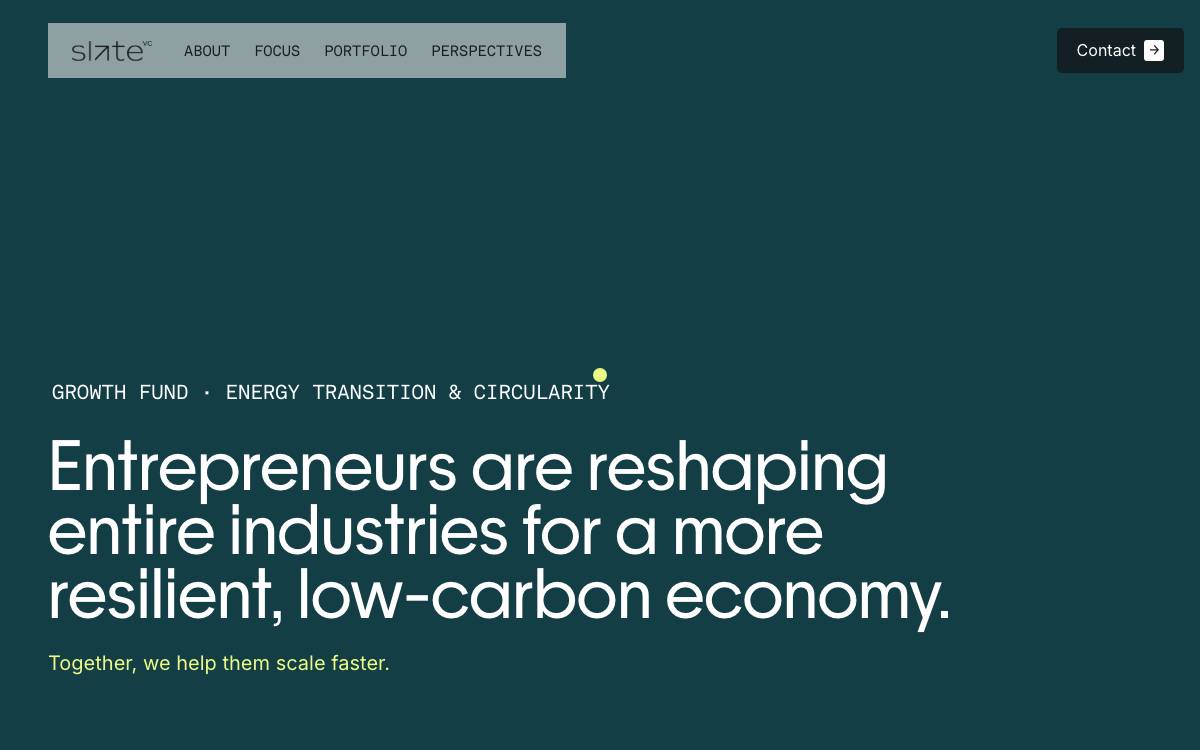 Slate Venture Capital website preview
