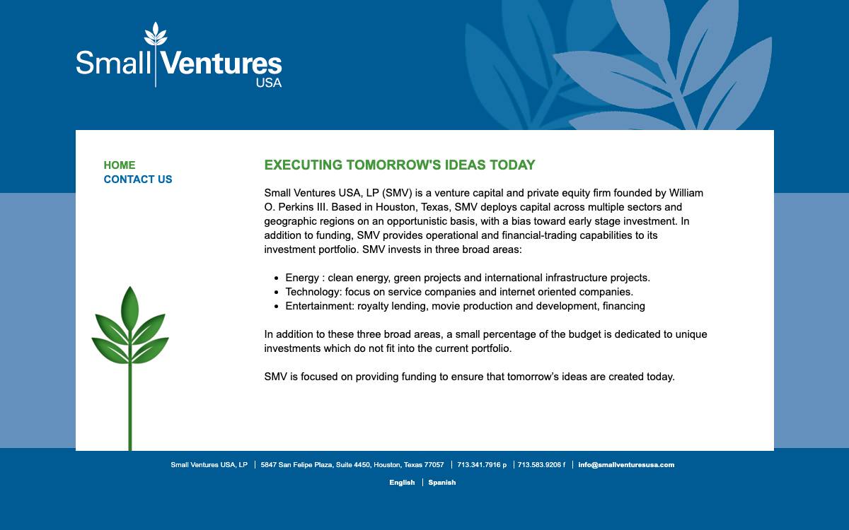 Small Ventures USA, LP website preview