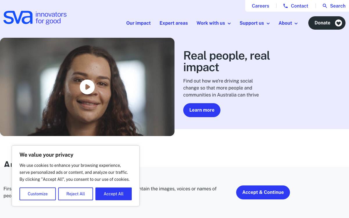 Social Ventures Australia website preview