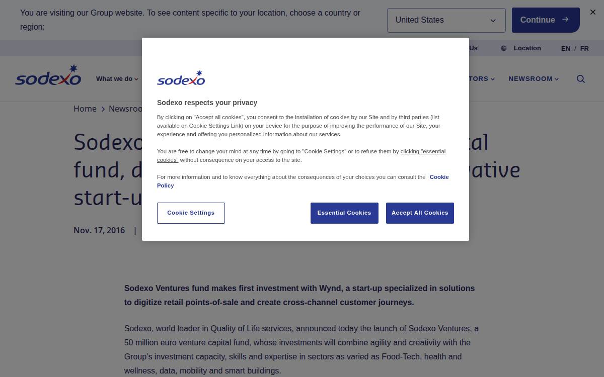 Sodexo Ventures website preview
