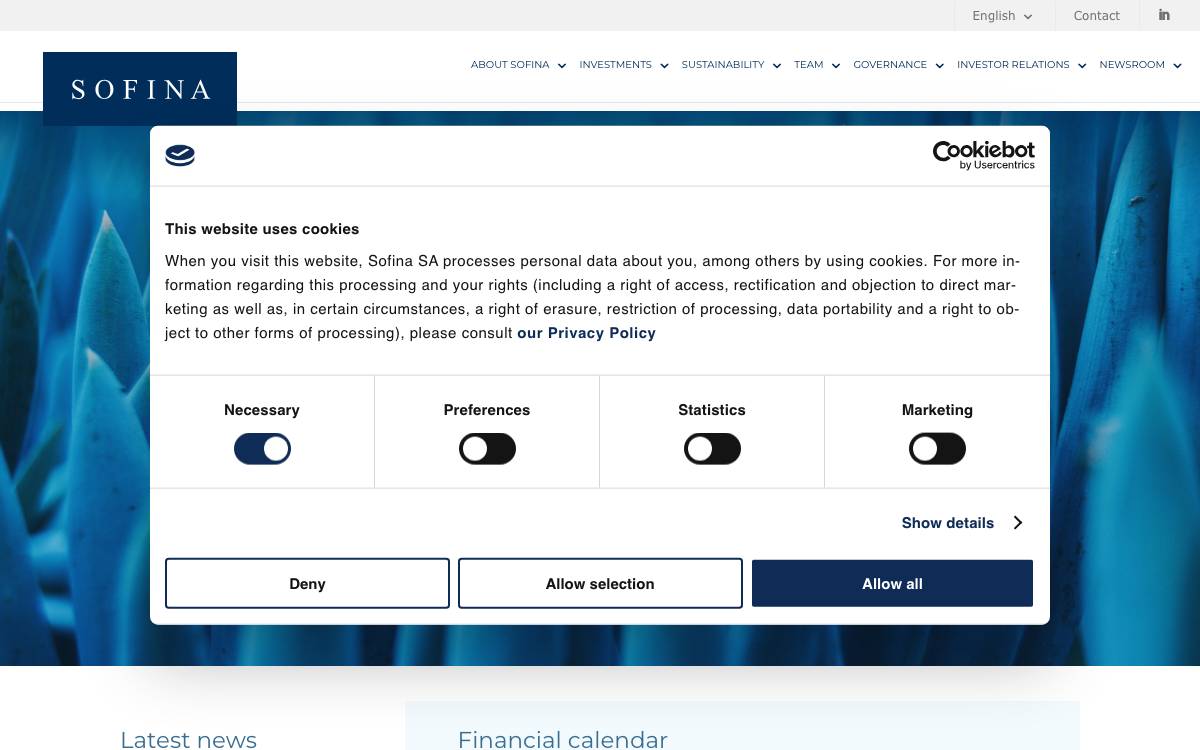 Sofina website preview