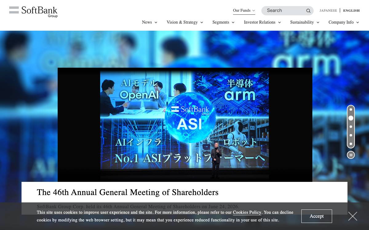 SoftBank Group website preview
