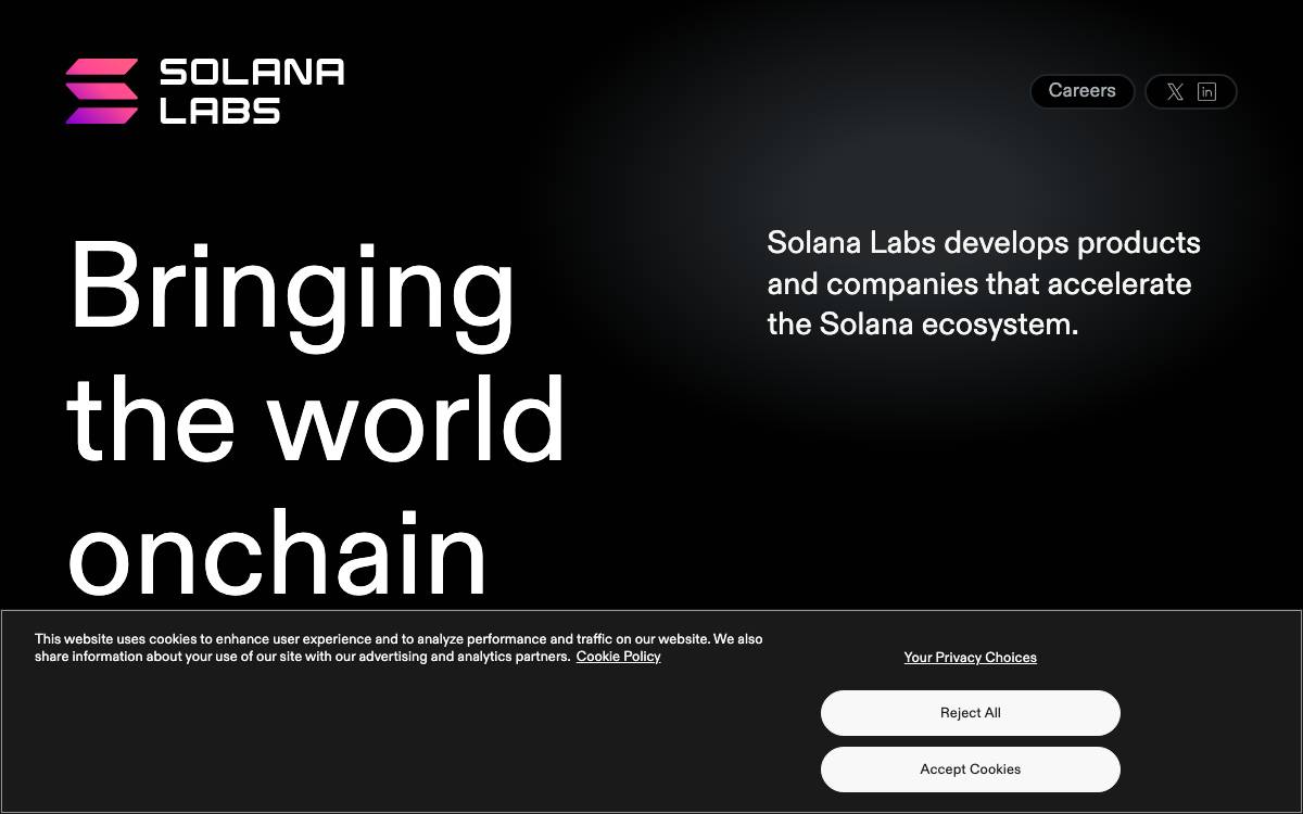 Solana Labs website preview