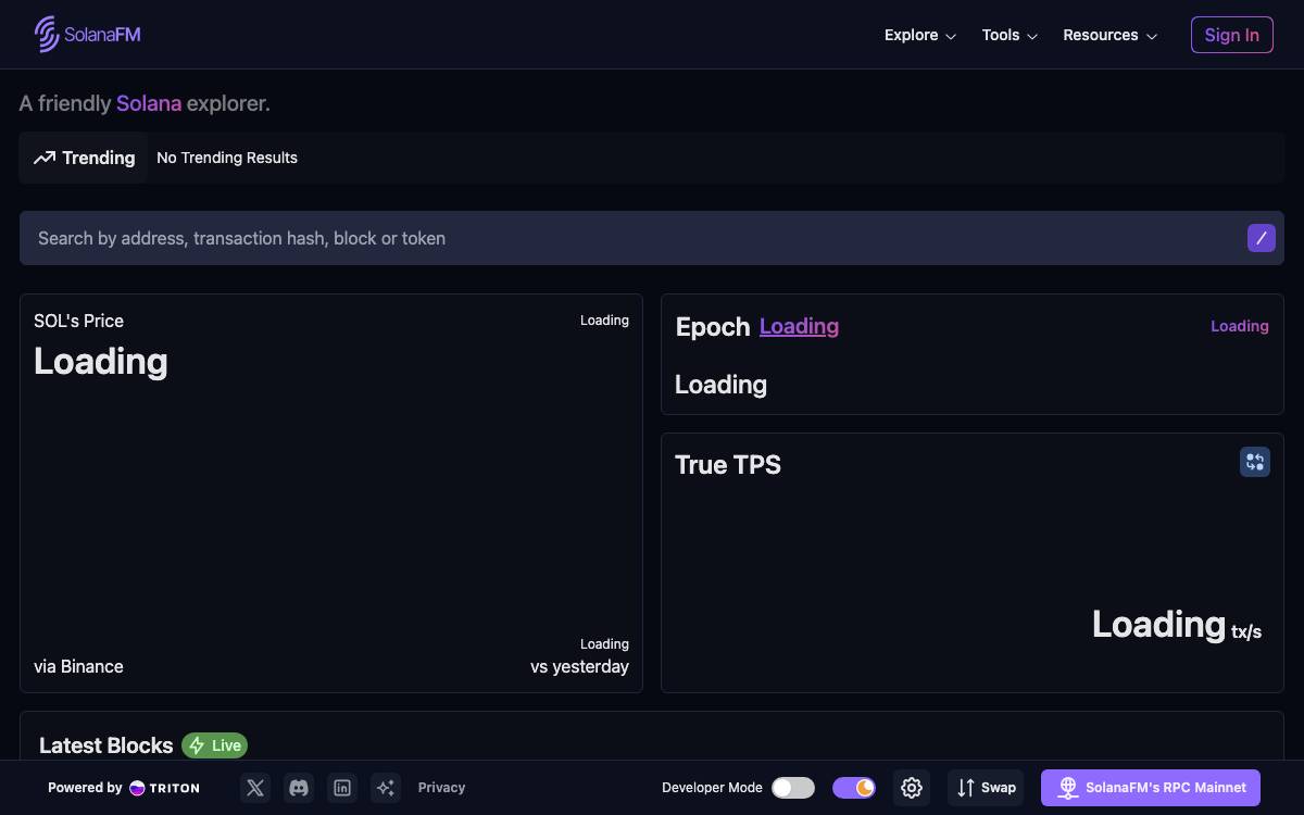 SolanaFM website preview