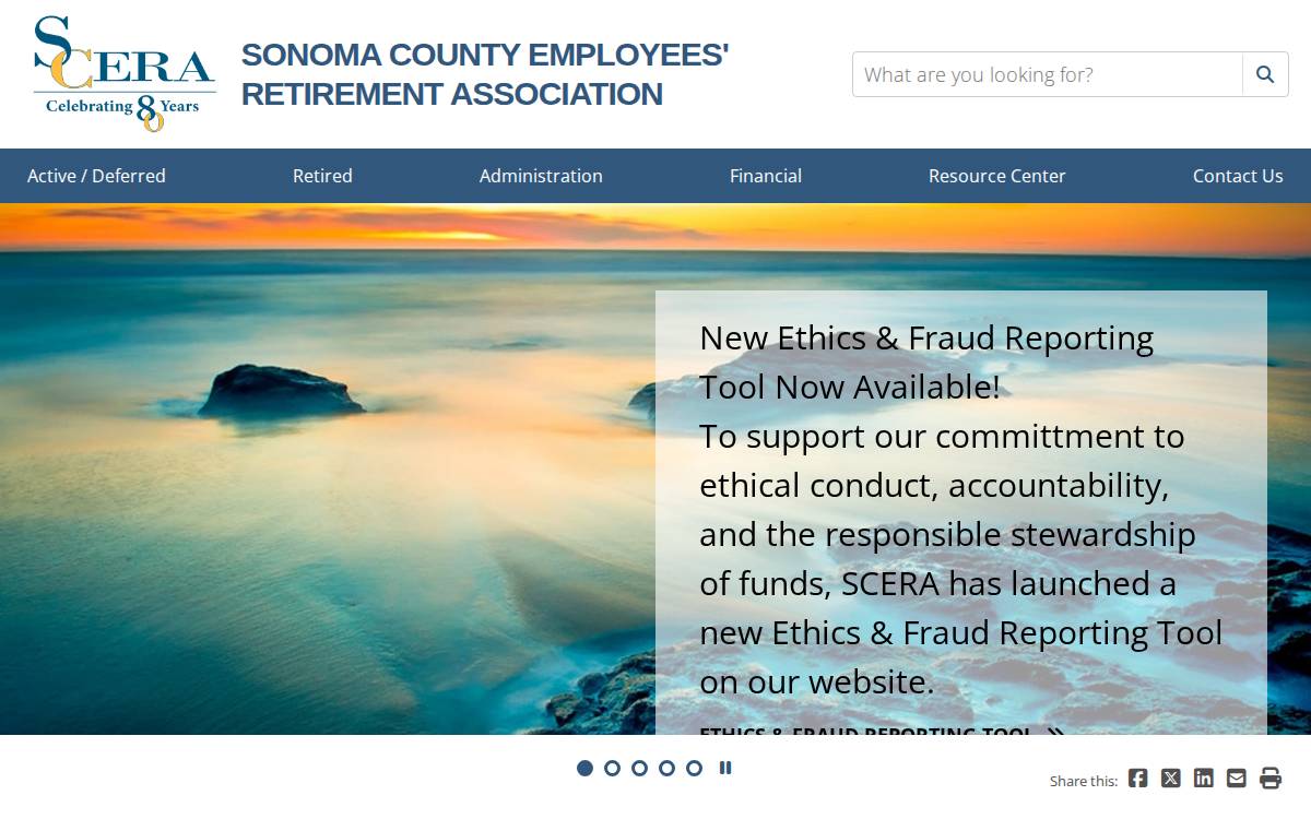 Sonoma County Employees' Retirement Association website preview