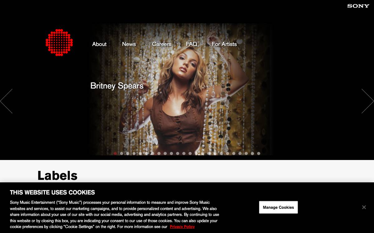 Sony Music Entertainment website preview