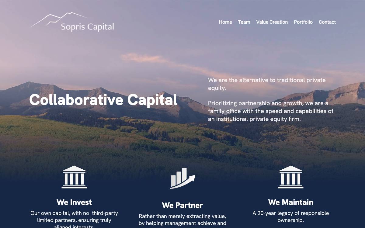 Sopris Private Equity website preview