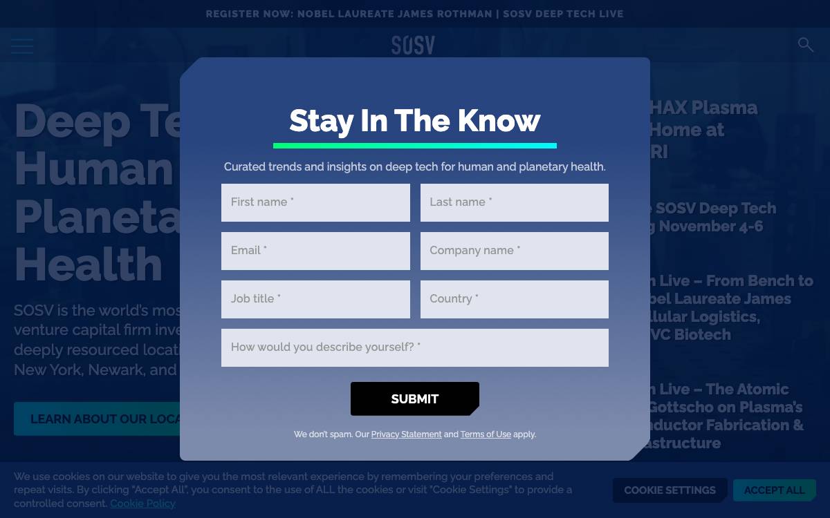 SOSV website preview