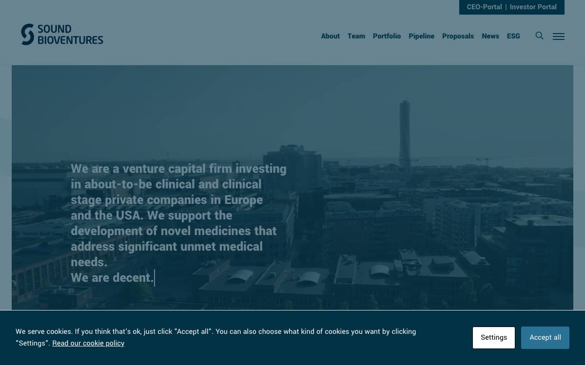 Sound Bioventures website preview