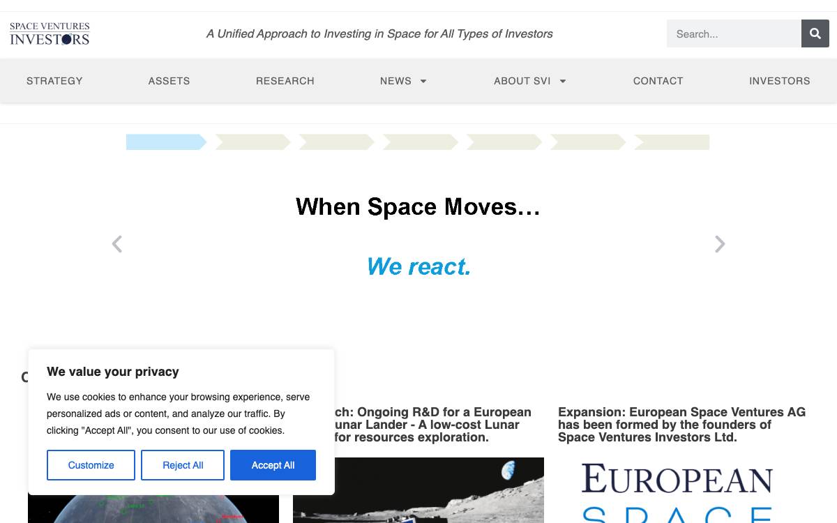 Space Ventures Investors website preview