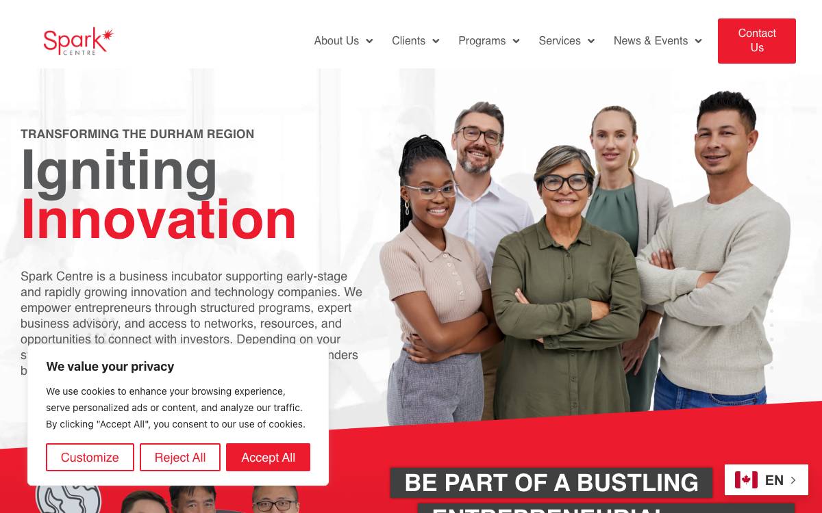 Spark Centre website preview