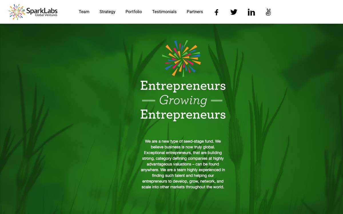 SparkLabs Global Ventures website preview