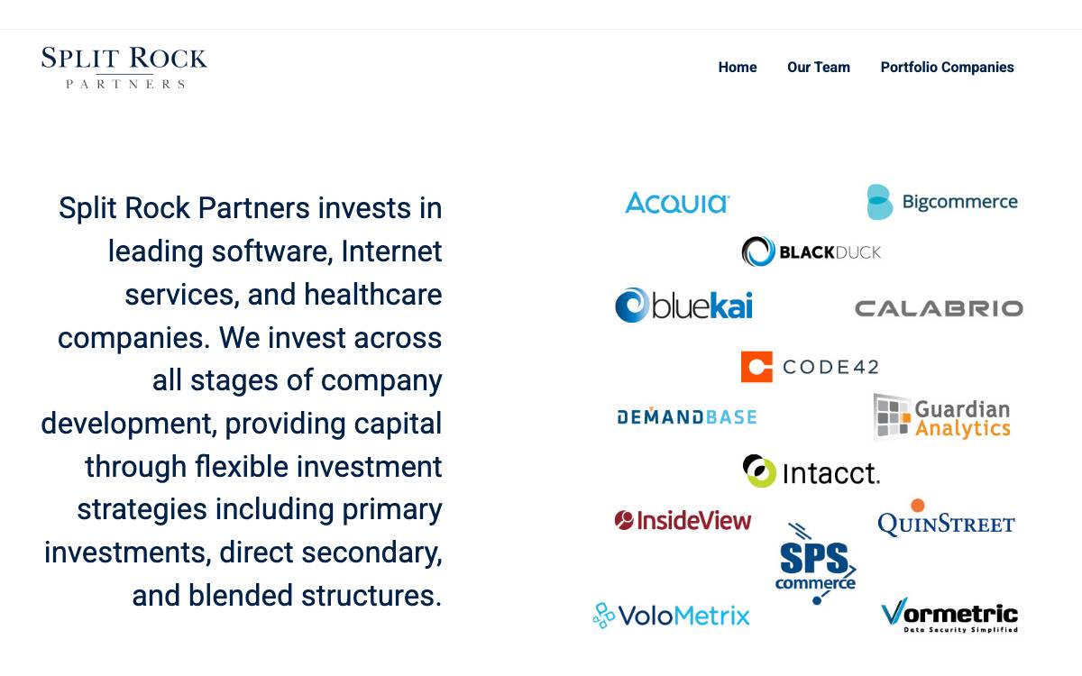 Split Rock Partners website preview