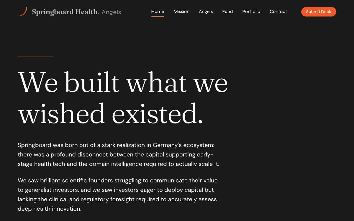 Springboard Health Angels website preview