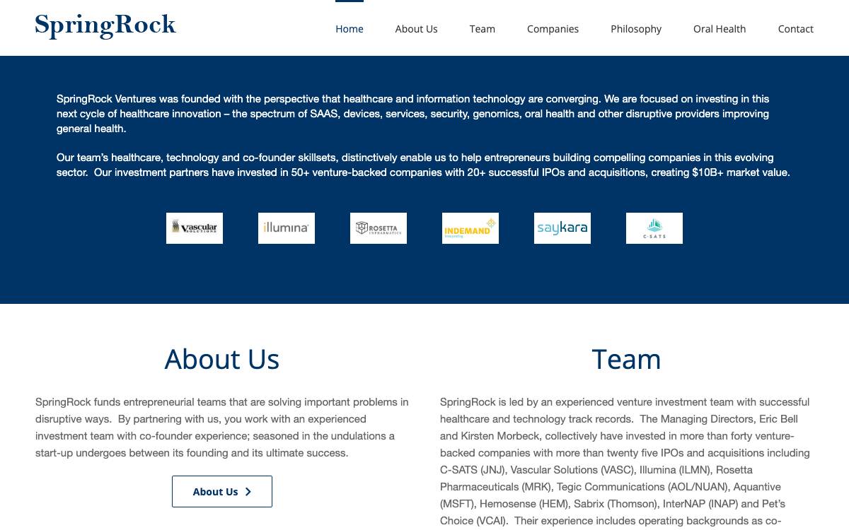 SPRINGROCK VENTURES website preview