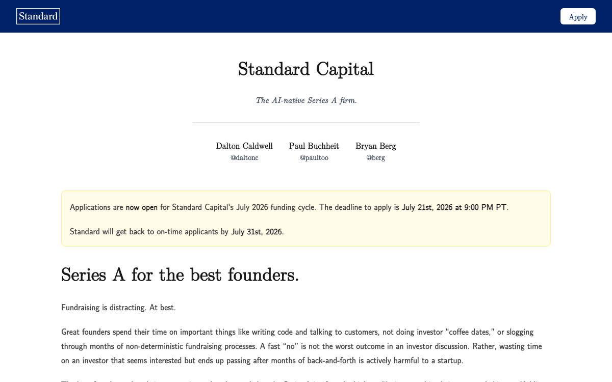 Standard Capital website preview