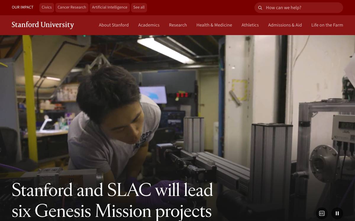 Stanford University website preview