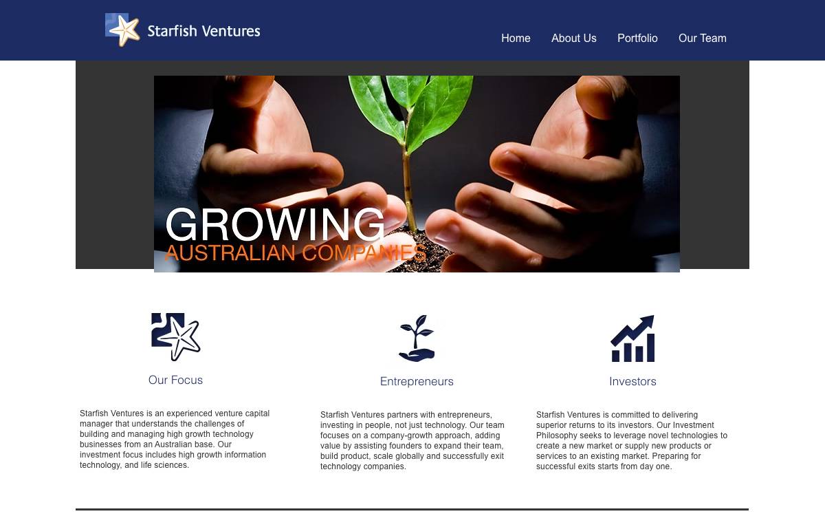 Starfish Ventures website preview