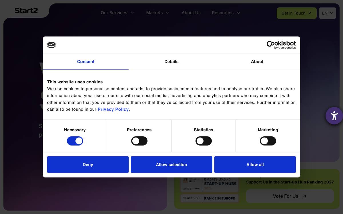 Start2 Group website preview