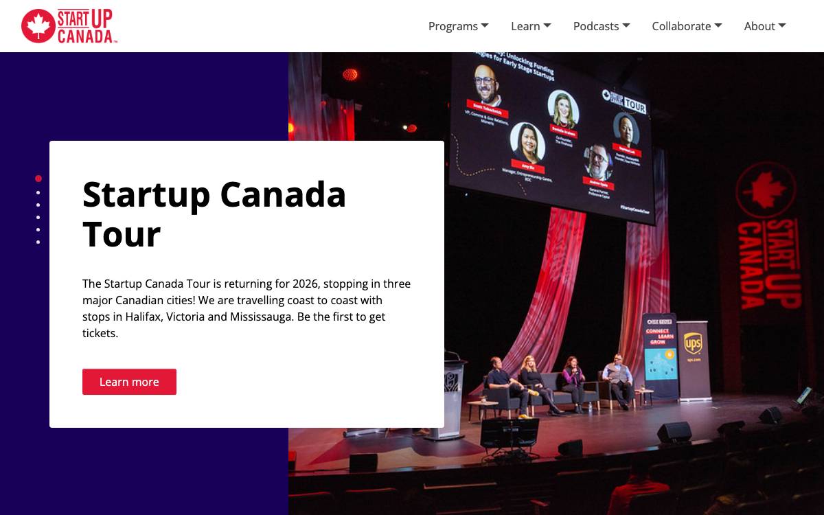 Startup Canada website preview