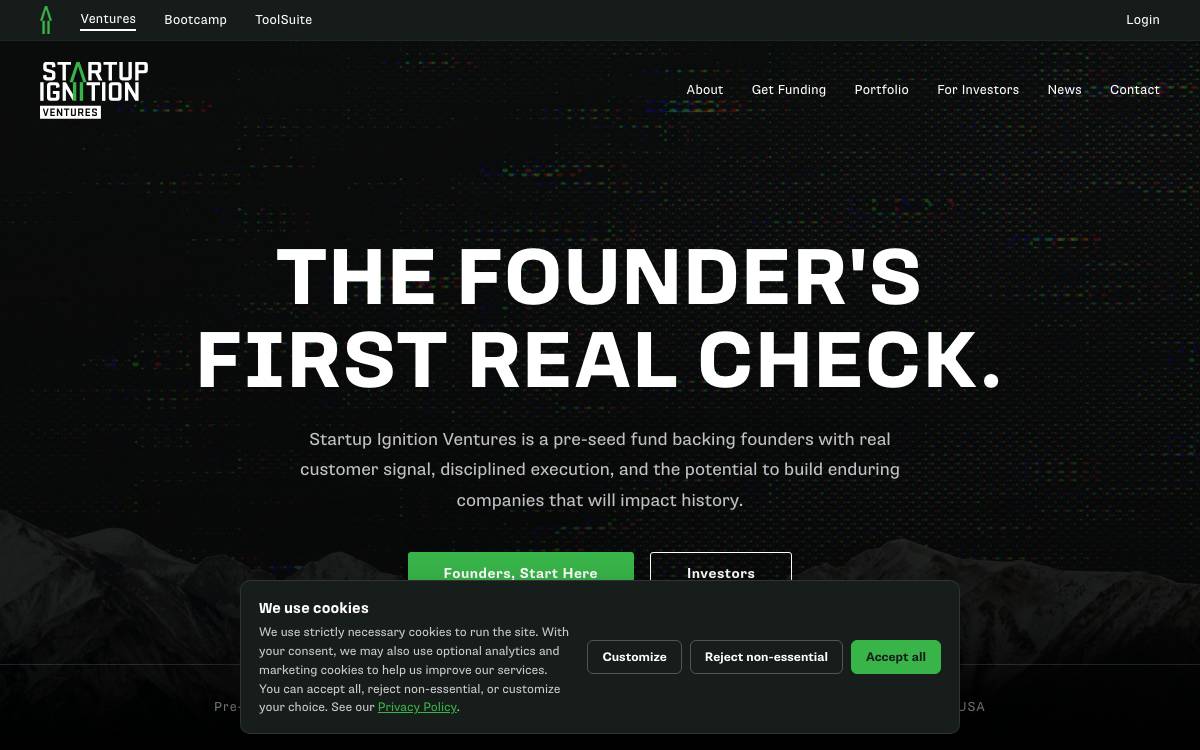 STARTUP IGNITION VENTURES website preview
