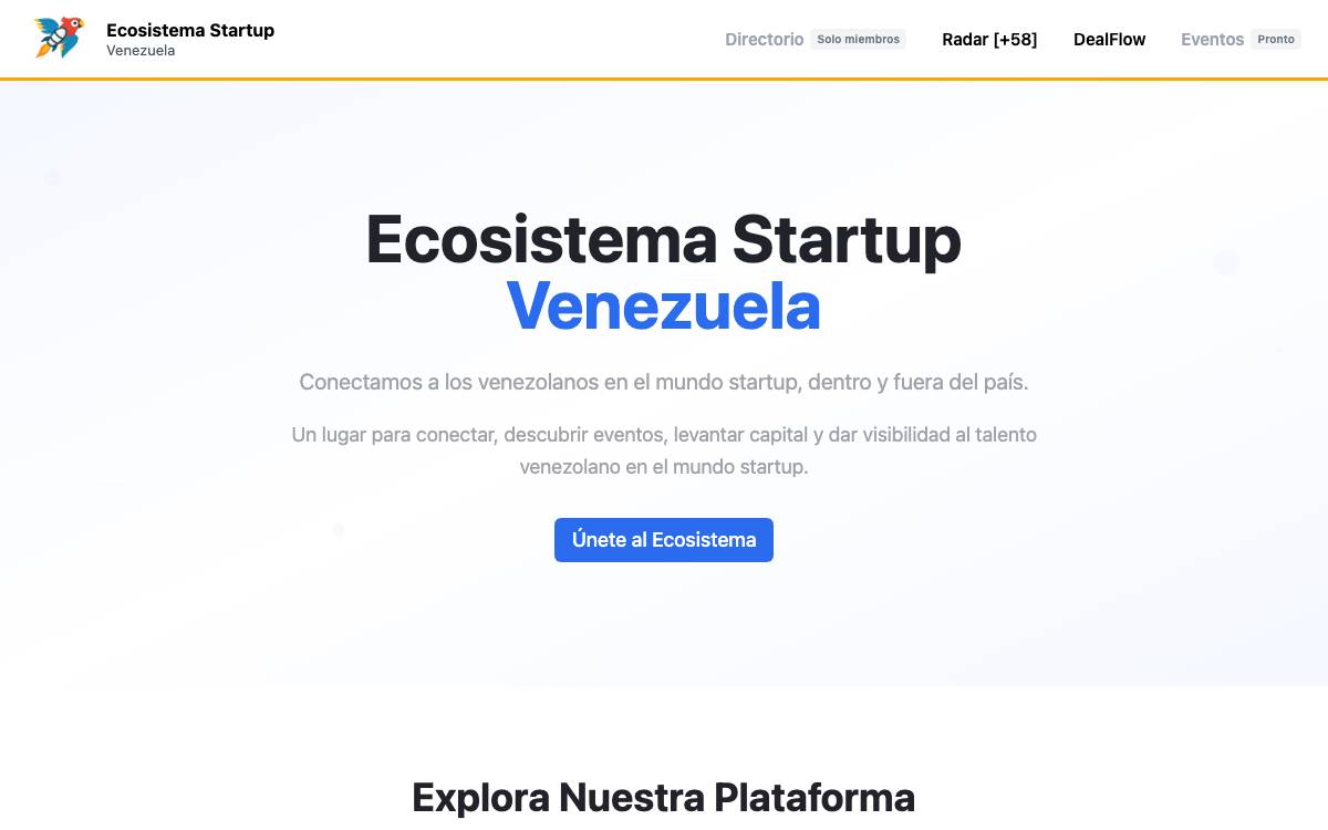 Startup Venezuela ecosystem website preview