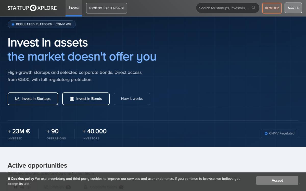 Startupxplore website preview