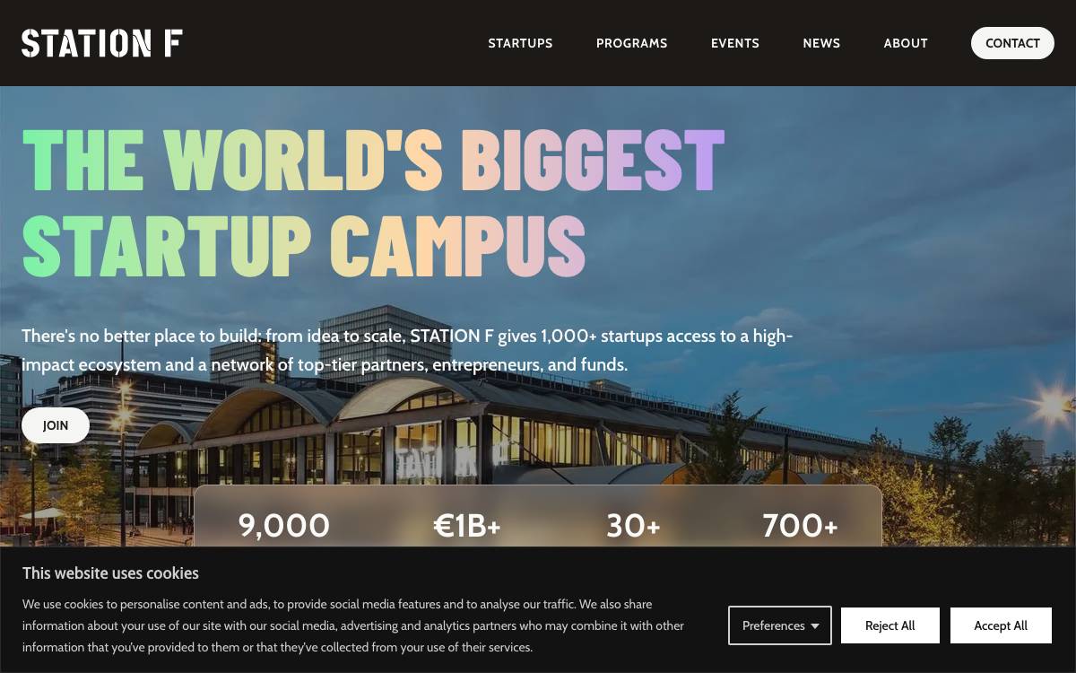 STATION F website preview