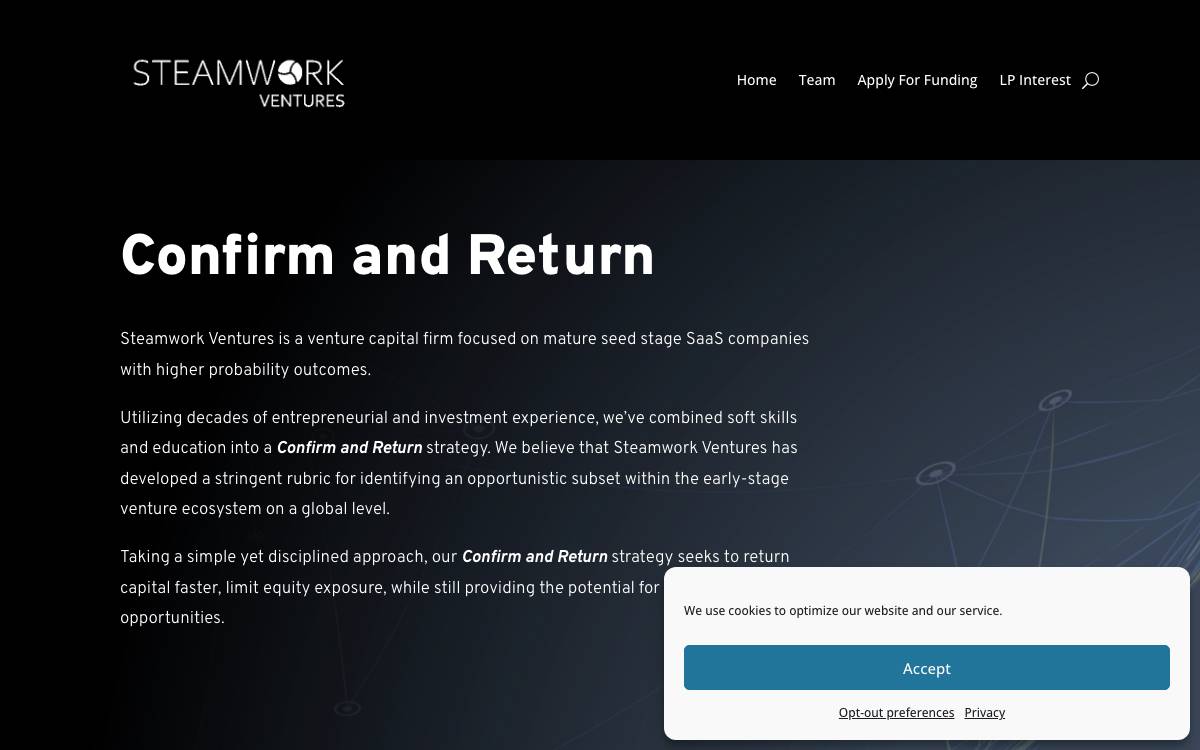 Steamwork Ventures website preview