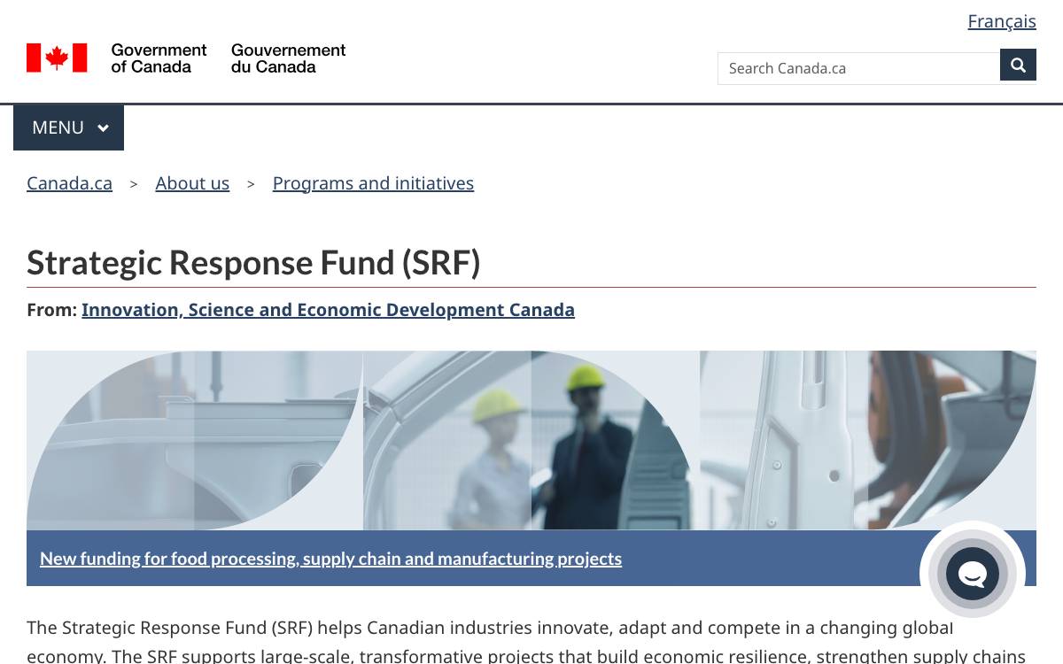 Strategic Innovation Fund website preview