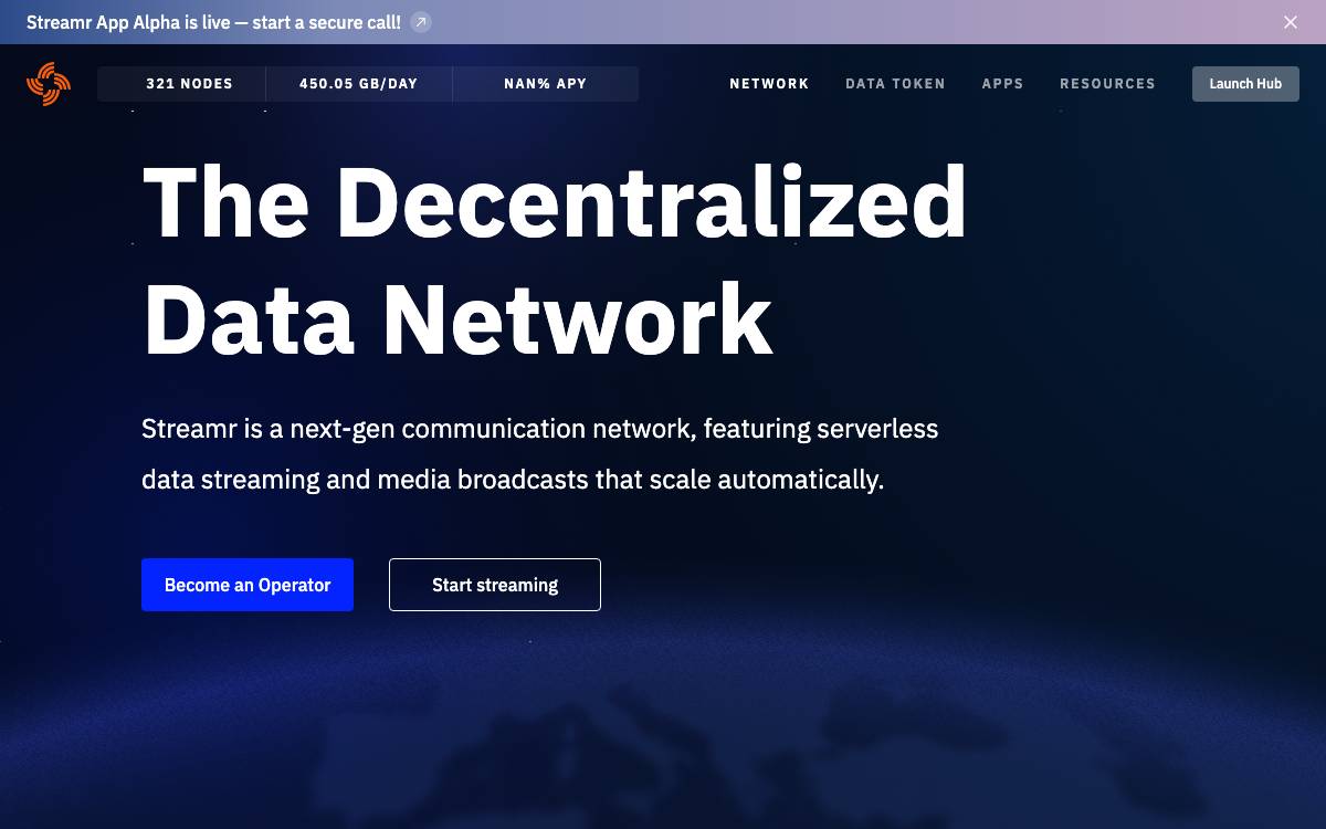 Streamr website preview