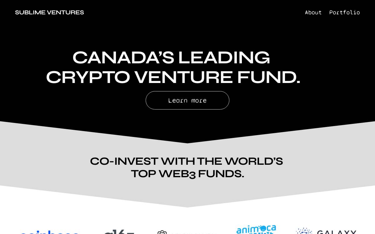 Sublime Ventures website preview