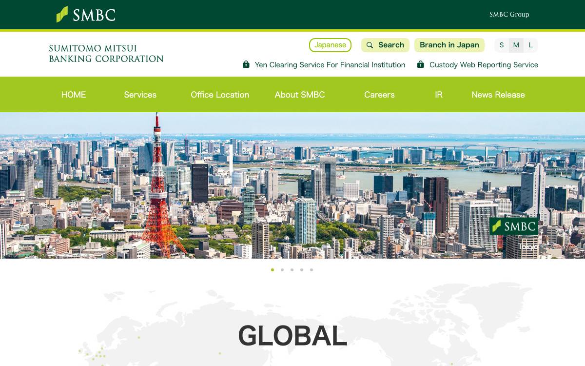 Sumitomo Mitsui Banking Corporation website preview