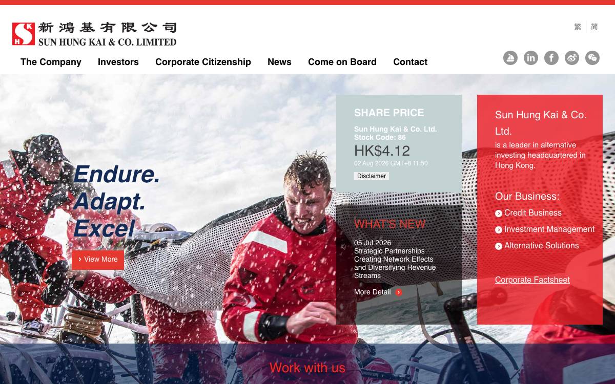 Sun Hung Kai & Co. Limited website preview