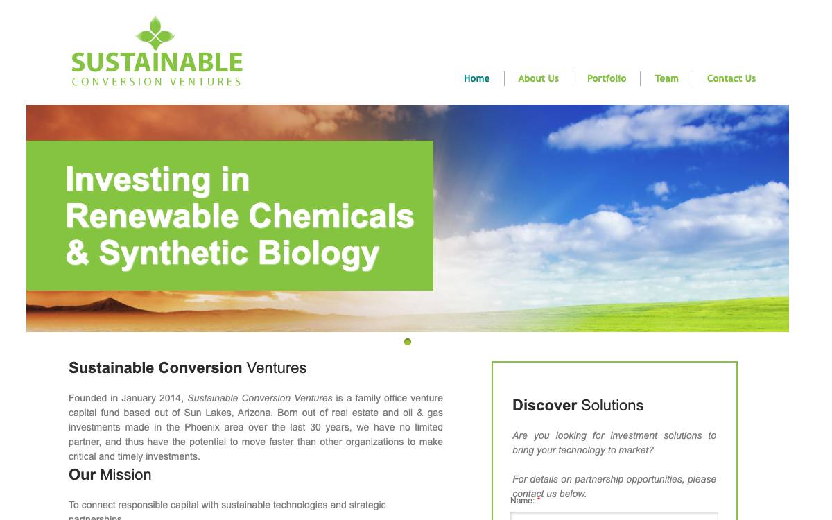 Sustainable Conversion Ventures website preview