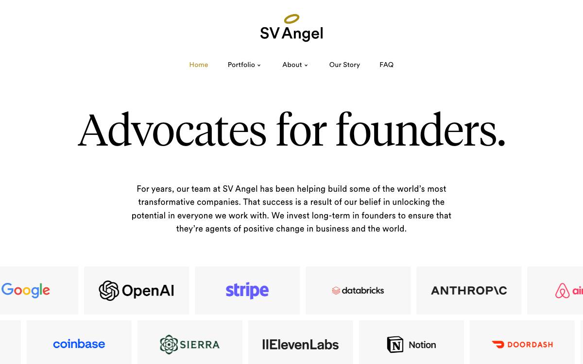 SV Angel website preview