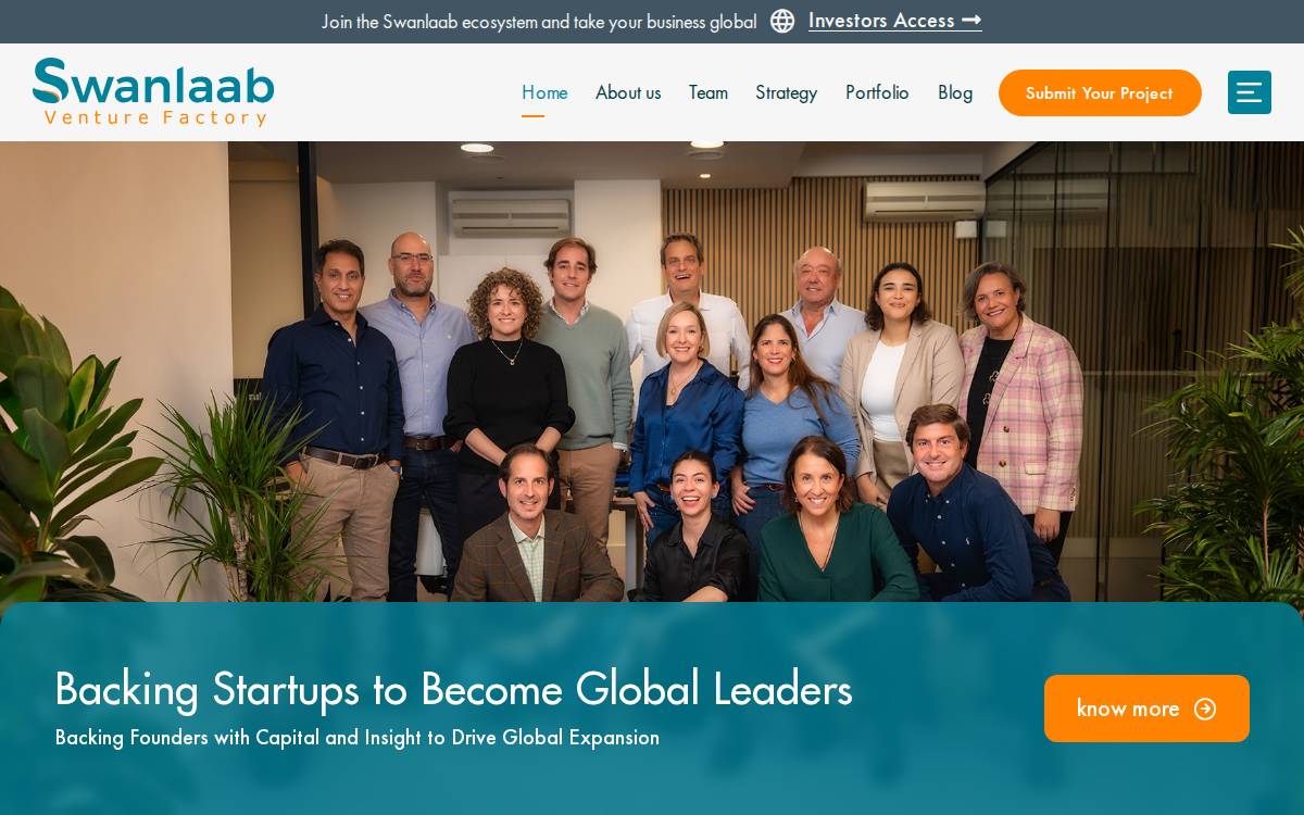 Swanlaab Venture Factory website preview
