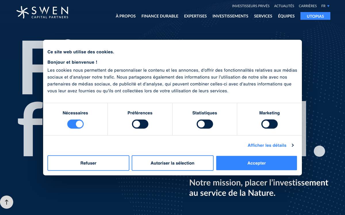SWEN Capital Partners website preview
