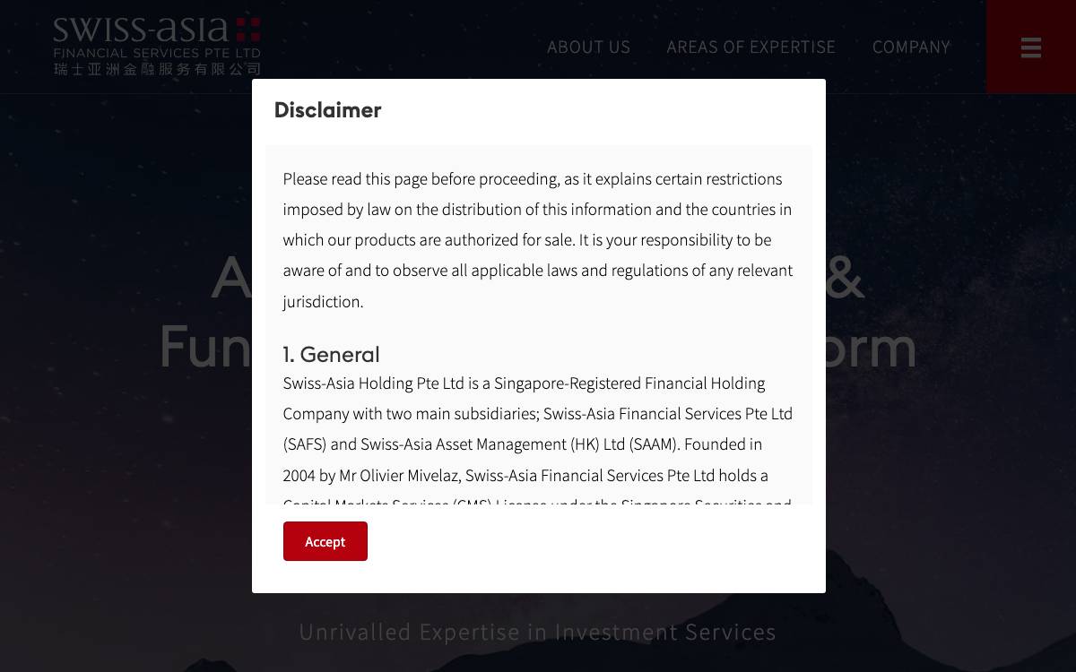 Swiss-Asia Holding PTE website preview