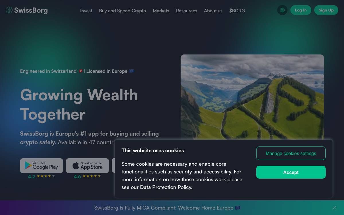 SwissBorg website preview