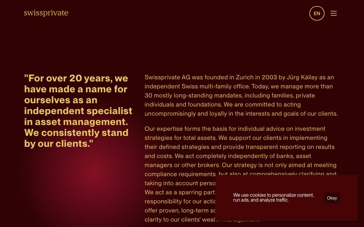 Swissprivate AG website preview